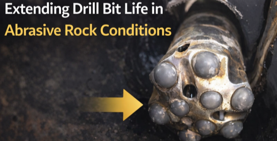 Drill bit wear pattern after extended drilling in abrasive rock formations